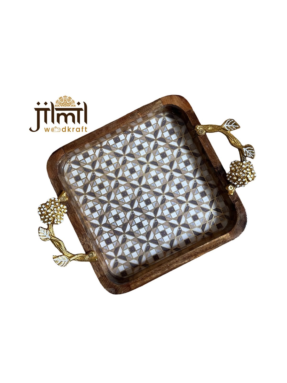 9x9 Mango-wood Tray Style 08