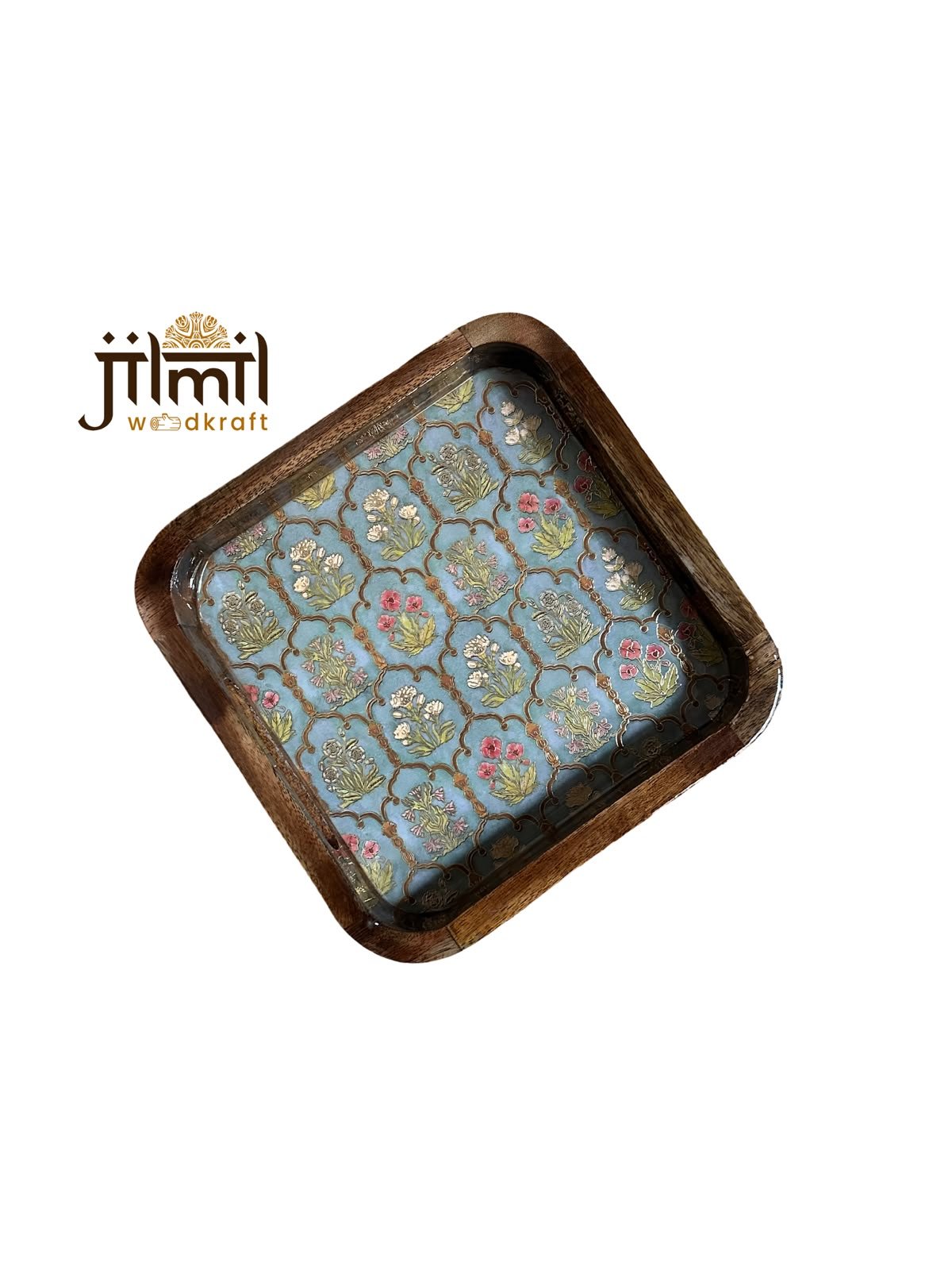 9x9 Mango-Wood Tray Style 09